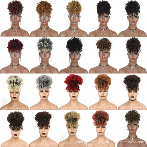 Cheap Afro Kinky Culry Short Headband Wigs Wholesale Synthetic Deep Curly Wigs Drawstring Hair Headband Wig